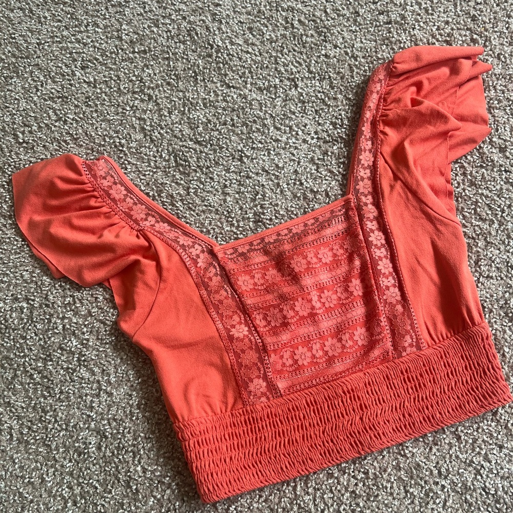 Forever 21 Coral Lace Blouse